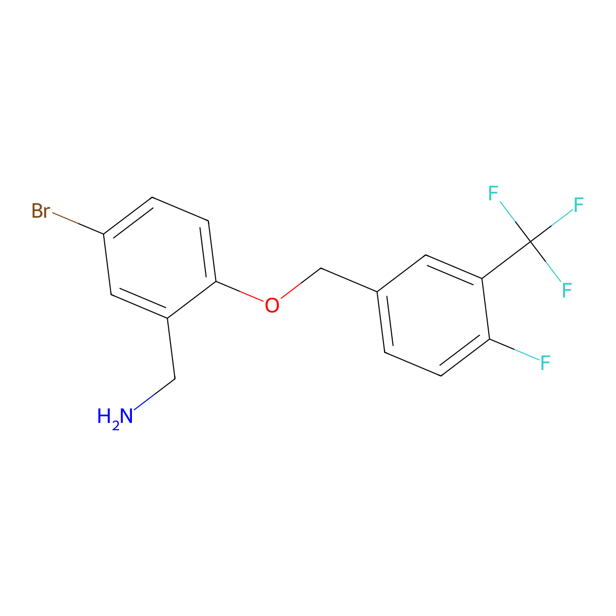 5-Bromo-2-(4-fluoro-3-trifluoromethyl-benzyloxy)-benzylamine molecular structure, CAS 2411640-09-8
