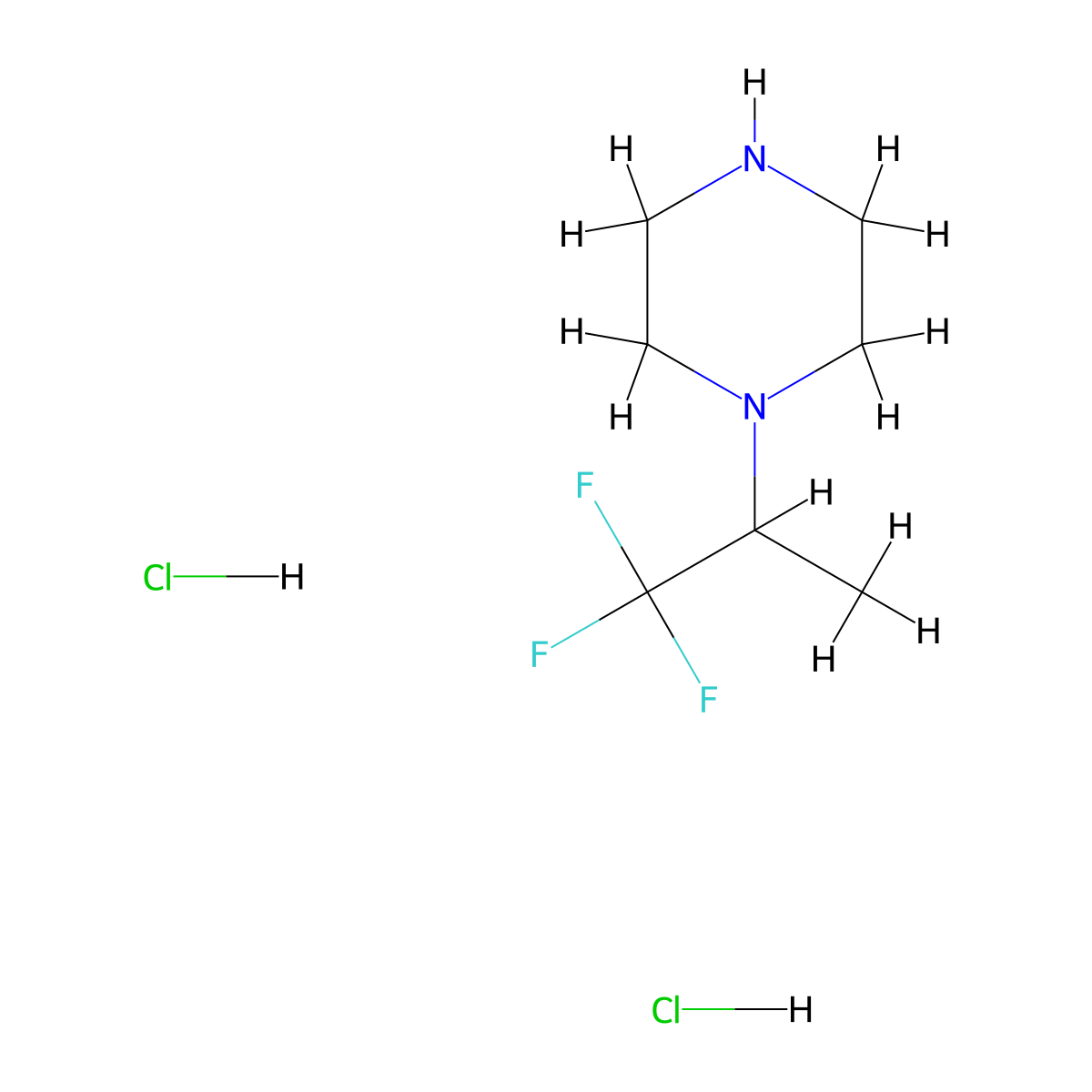 1-(2,2,2-Trifluoro-1-methyl-ethyl)piperazine;dihydrochloride molecular structure, CAS 2411640-32-7