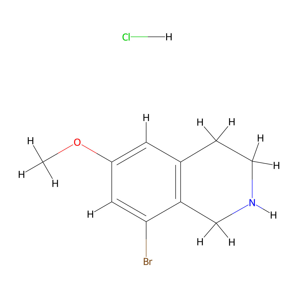 8-Bromo-6-methoxy-1,2,3,4-tetrahydroisoquinoline hydrochloride molecular structure, CAS 2411640-34-9