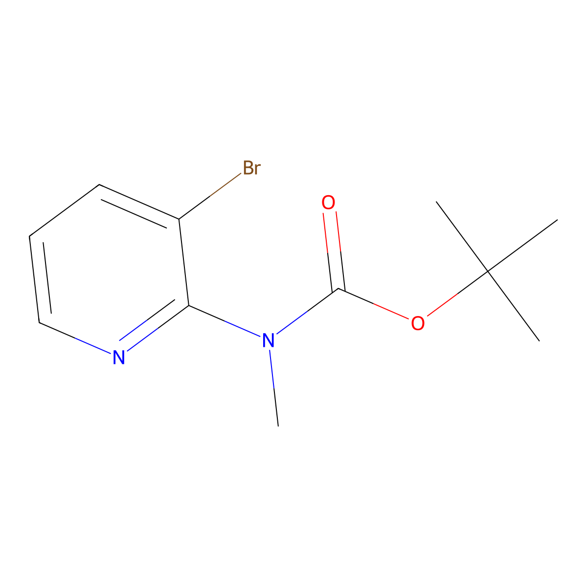 tert-butyl N-(3-bromopyridin-2-yl)-N-methylcarbamate molecular structure, CAS 2411640-51-0