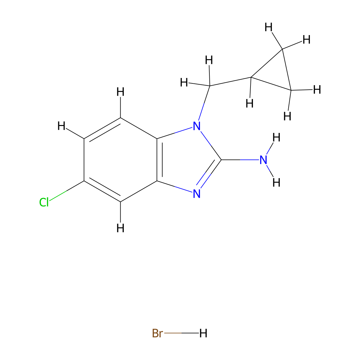 5-chloro-1-(cyclopropylmethyl)-1H-benzo[d]imidazol-2-amine hydrobromide molecular structure, CAS 2411640-88-3