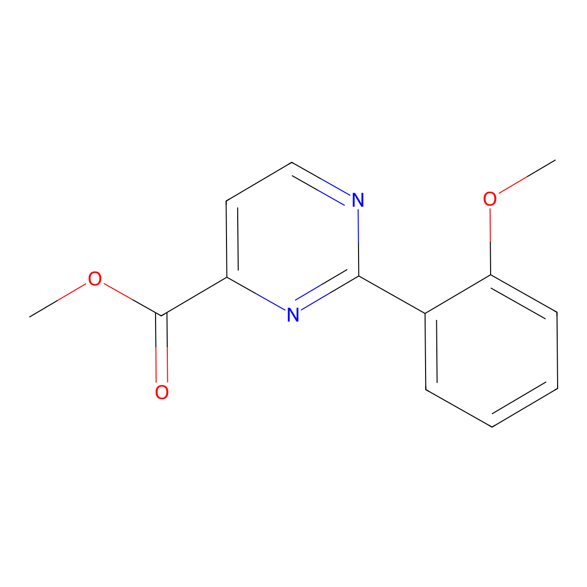 Methyl 2-(2-methoxyphenyl)pyrimidine-4-carboxylate molecular structure, CAS 2411641-40-0