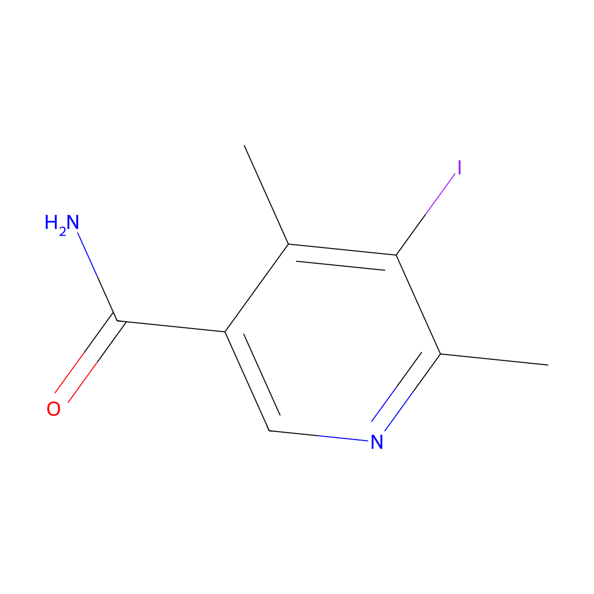 5-Iodo-4,6-dimethylpyridine-3-carboxamide molecular structure, CAS 2411641-61-5