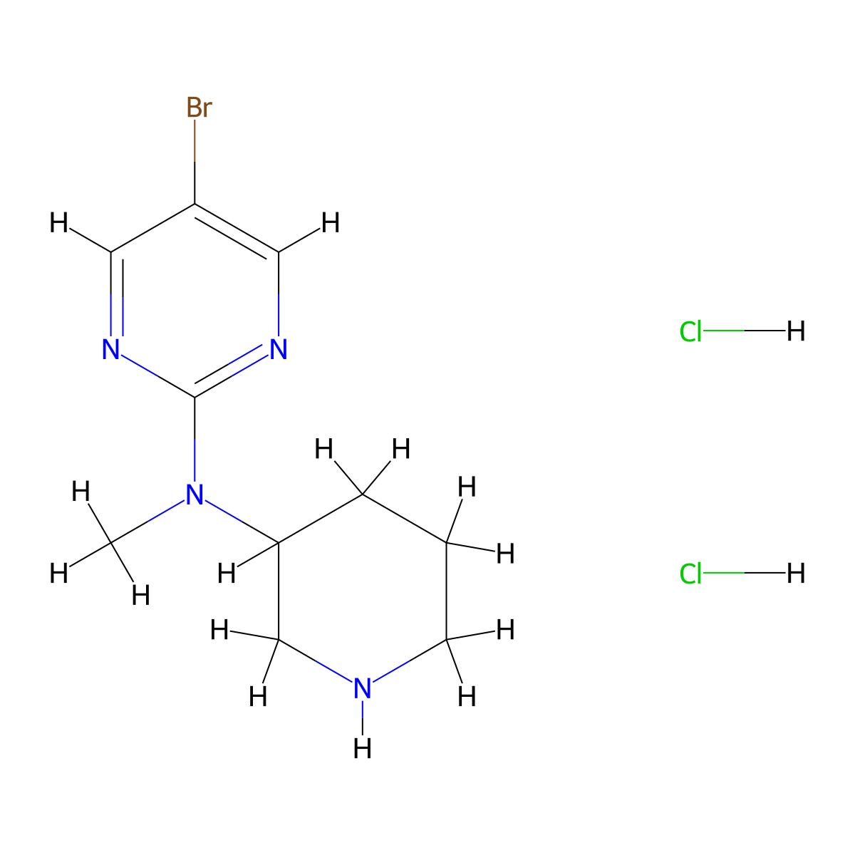 5-bromo-N-methyl-N-(piperidin-3-yl)pyrimidin-2-amine dihydrochloride molecular structure, CAS 2411641-64-8