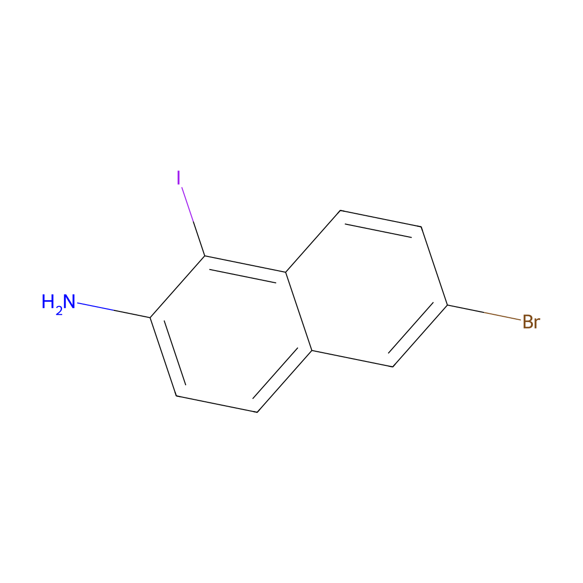 6-Bromo-1-iodonaphthalen-2-amine molecular structure, CAS 2411719-25-8