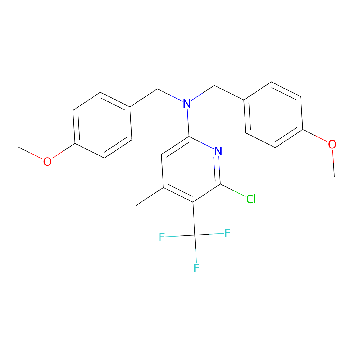 6-chloro-N,N-bis(4-methoxybenzyl)-4-methyl-5-(trifluoromethyl)pyridin-2-amine molecular structure, CAS 2411793-22-9