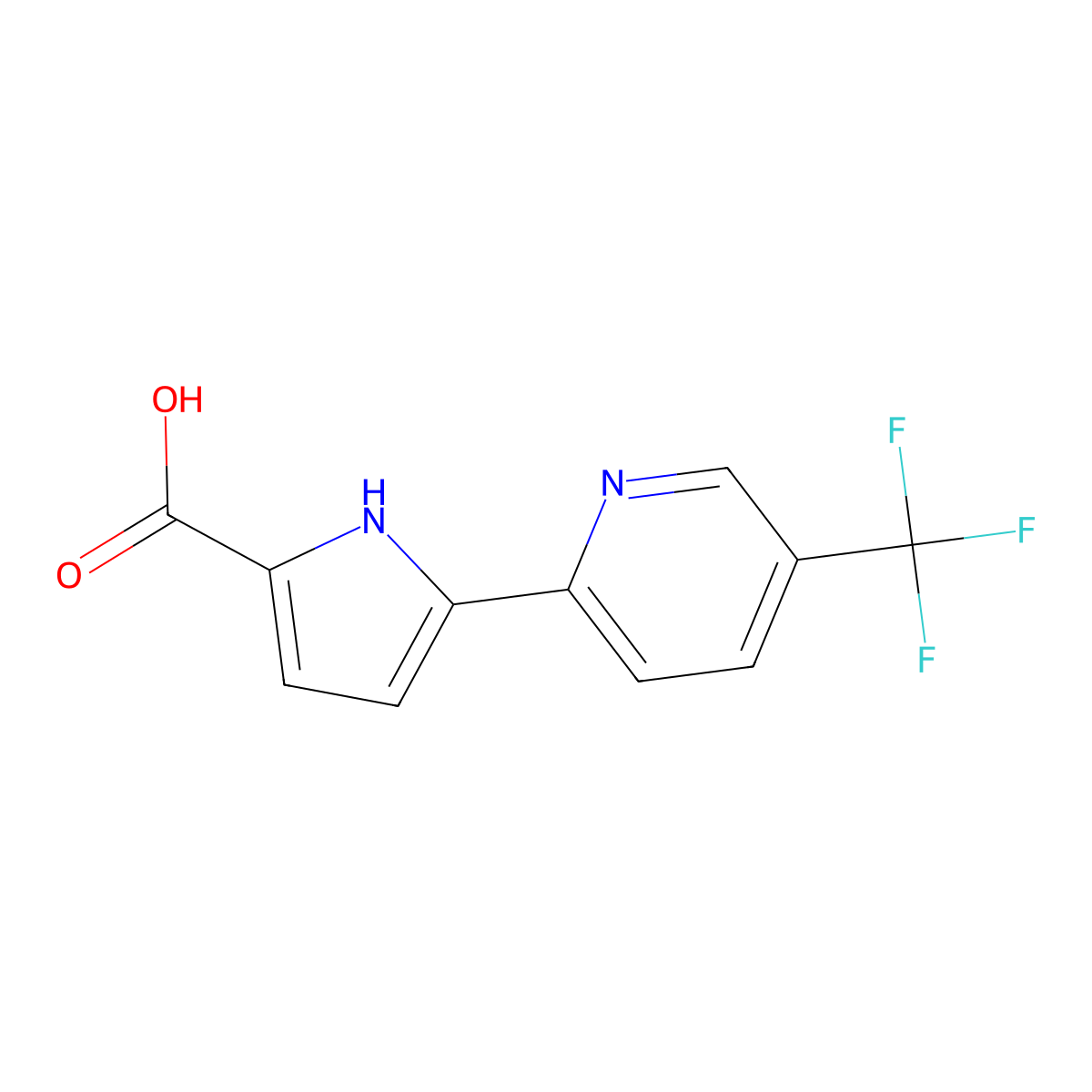 5-(5-(trifluoromethyl)pyridin-2-yl)-1H-pyrrole-2-carboxylic acid molecular structure, CAS 2411819-14-0