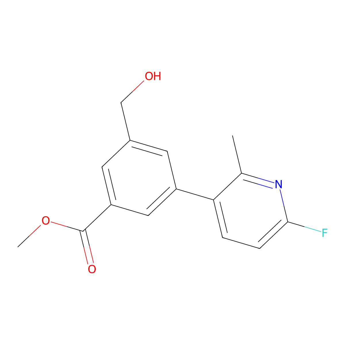Methyl 3-(6-fluoro-2-methylpyridin-3-yl)-5-(hydroxymethyl)benzoate molecular structure, CAS 2411828-00-5