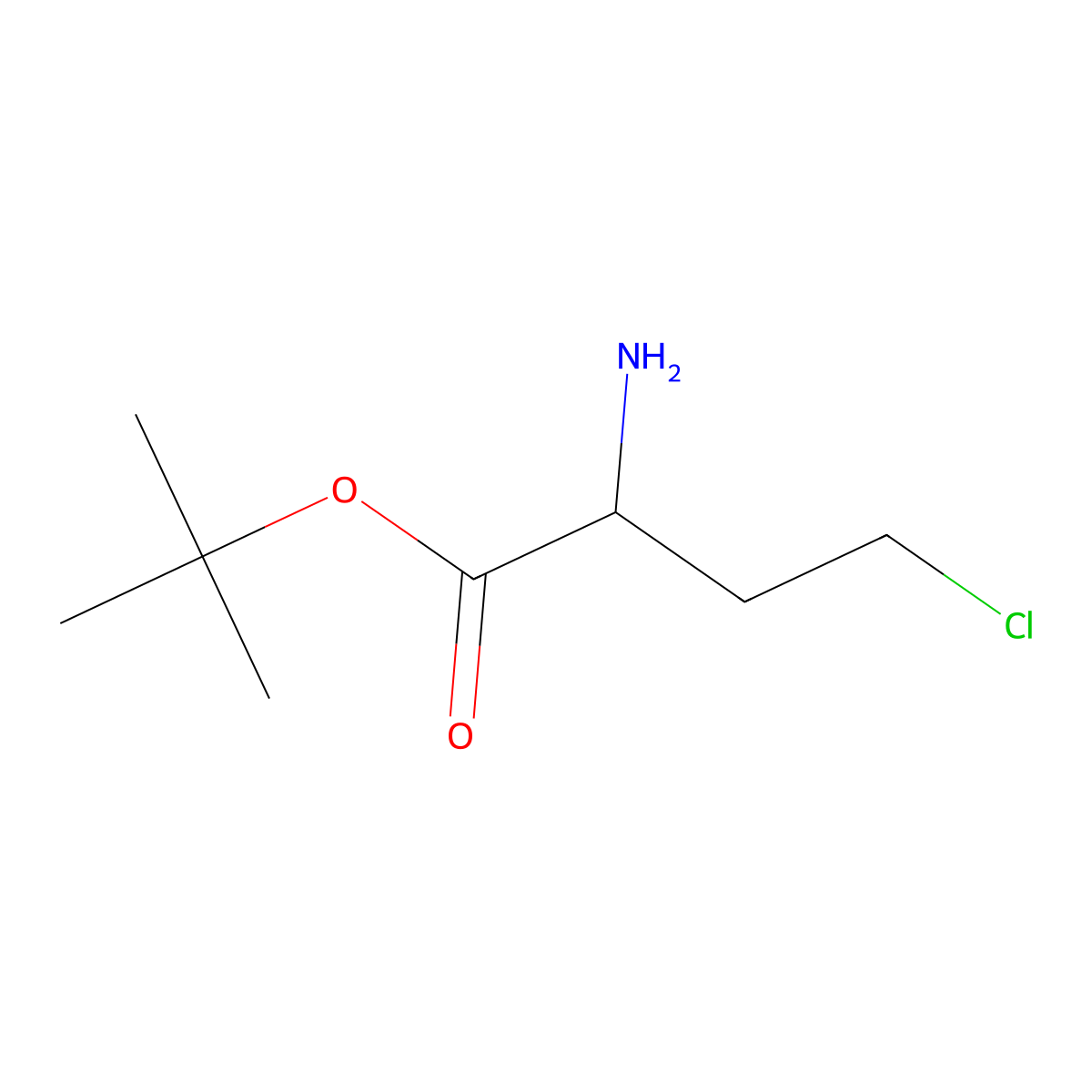 Tert-butyl 2-amino-4-chlorobutanoate molecular structure, CAS 2411834-49-4