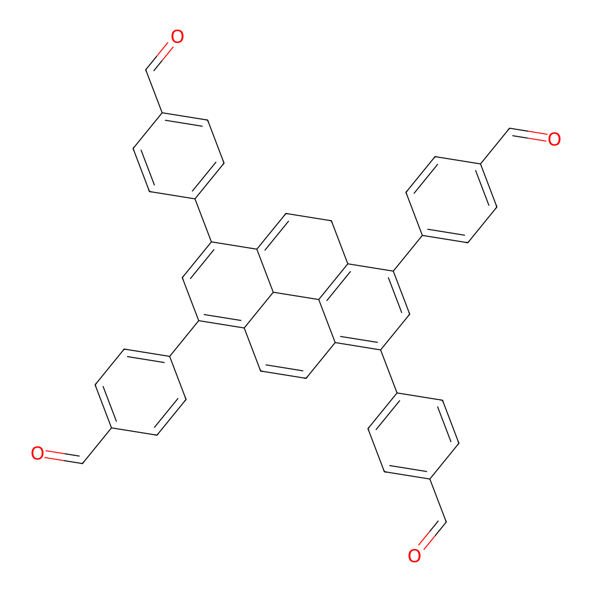 4,4',4'',4'''-(3a1,5-Dihydropyrene-1,3,6,8-tetrayl)tetrabenzaldehyde molecular structure, CAS 2411859-36-2