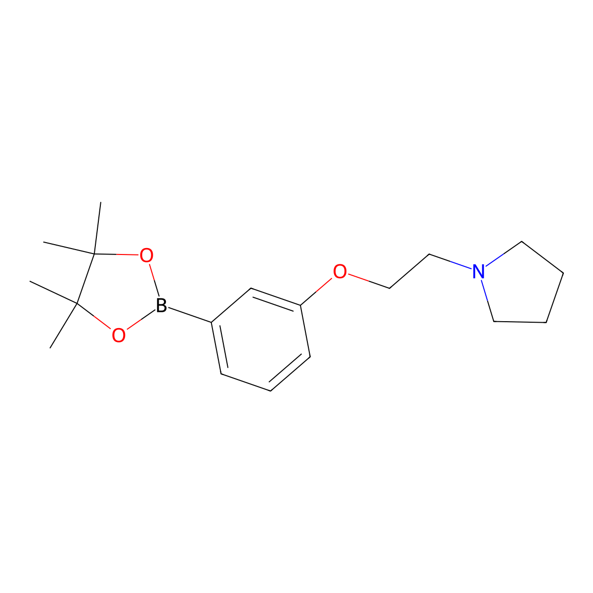 1-{2-[3-(Tetramethyl-1,3,2-dioxaborolan-2-yl)phenoxy]ethyl}pyrrolidine molecular structure, CAS 2411875-76-6