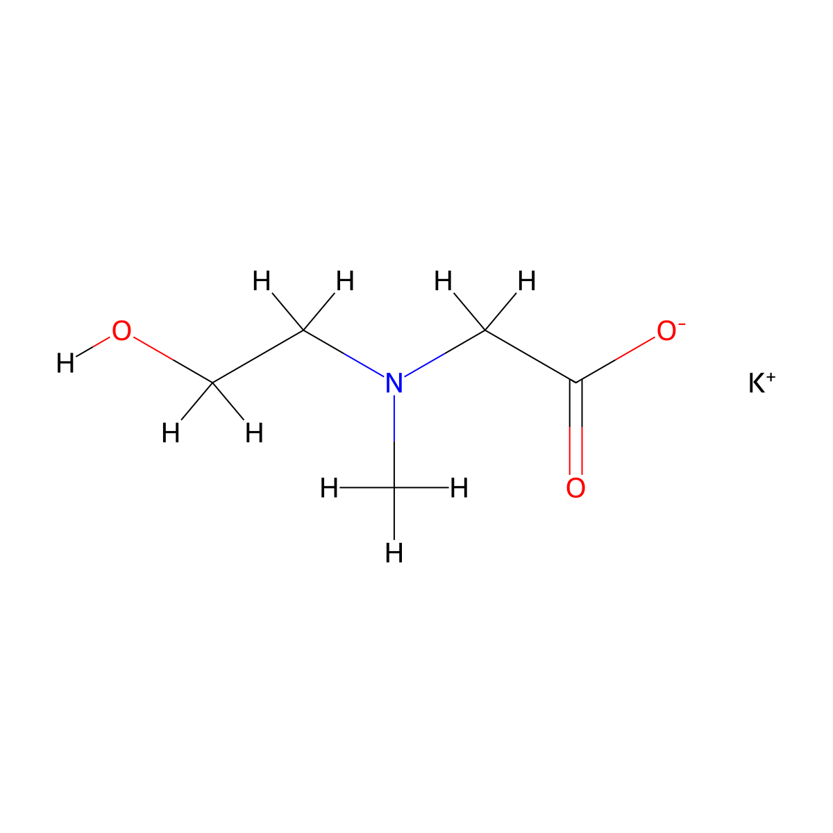 Potassium 2-[(2-hydroxyethyl)(methyl)amino]acetate molecular structure, CAS 2411973-29-8