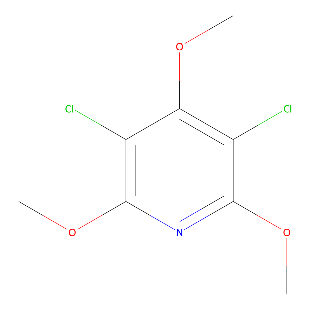 3,5-Dichloro-2,4,6-trimethoxypyridine molecular structure, CAS 2412-97-7
