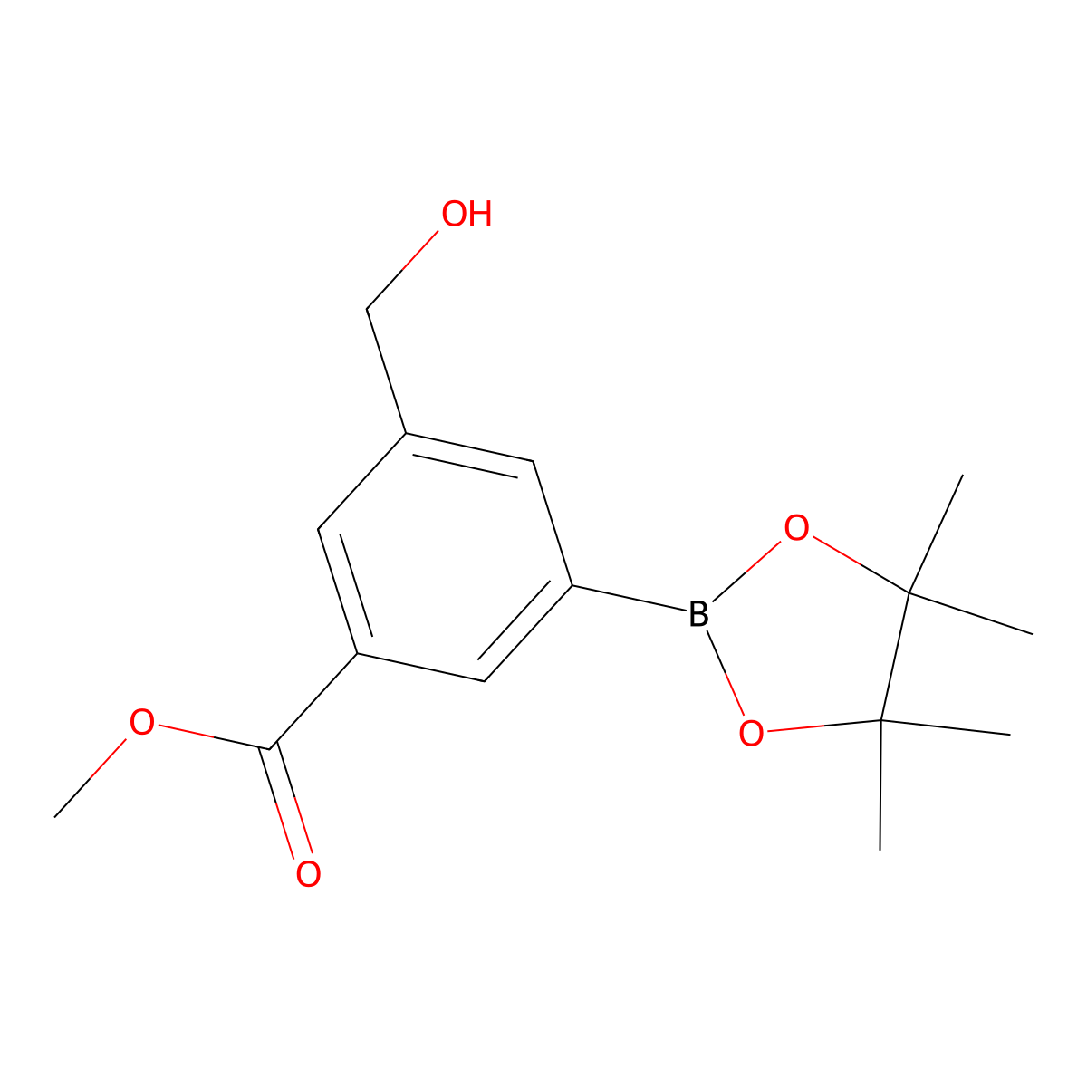 Methyl 3-(hydroxymethyl)-5-(4,4,5,5-tetramethyl-1,3,2-dioxaborolan-2-yl)benzoate molecular structure, CAS 2412000-78-1