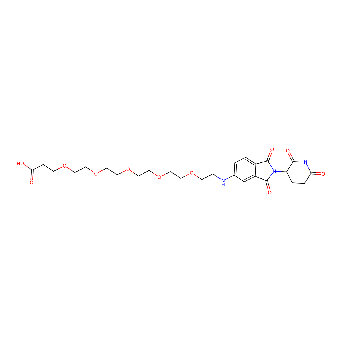 Pomalidomide-5'-PEG5-C2-COOH molecular structure, CAS 2412056-50-7