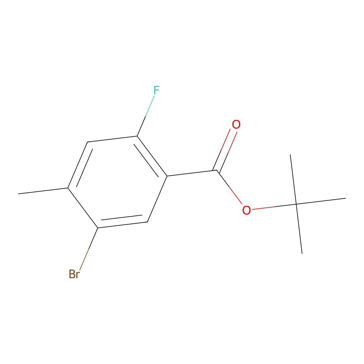 tert-Butyl 5-bromo-2-fluoro-4-methylbenzoate molecular structure, CAS 2412108-22-4