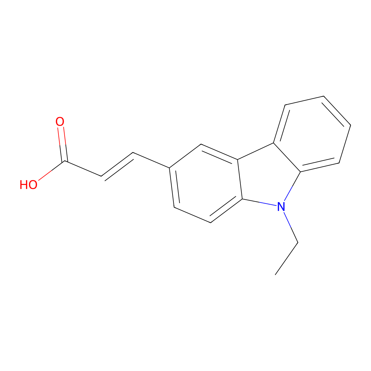 (2E)-3-(9-ethyl-9H-carbazol-3-yl)prop-2-enoic acid molecular structure, CAS 24122-82-5