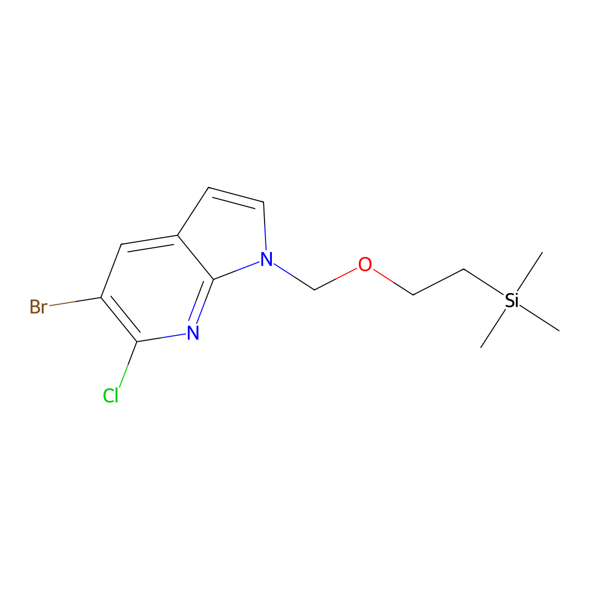 5-bromo-6-chloro-1-((2-(trimethylsilyl)ethoxy)methyl)-1H-pyrrolo[2,3-b]pyridine molecular structure, CAS 2412348-14-0