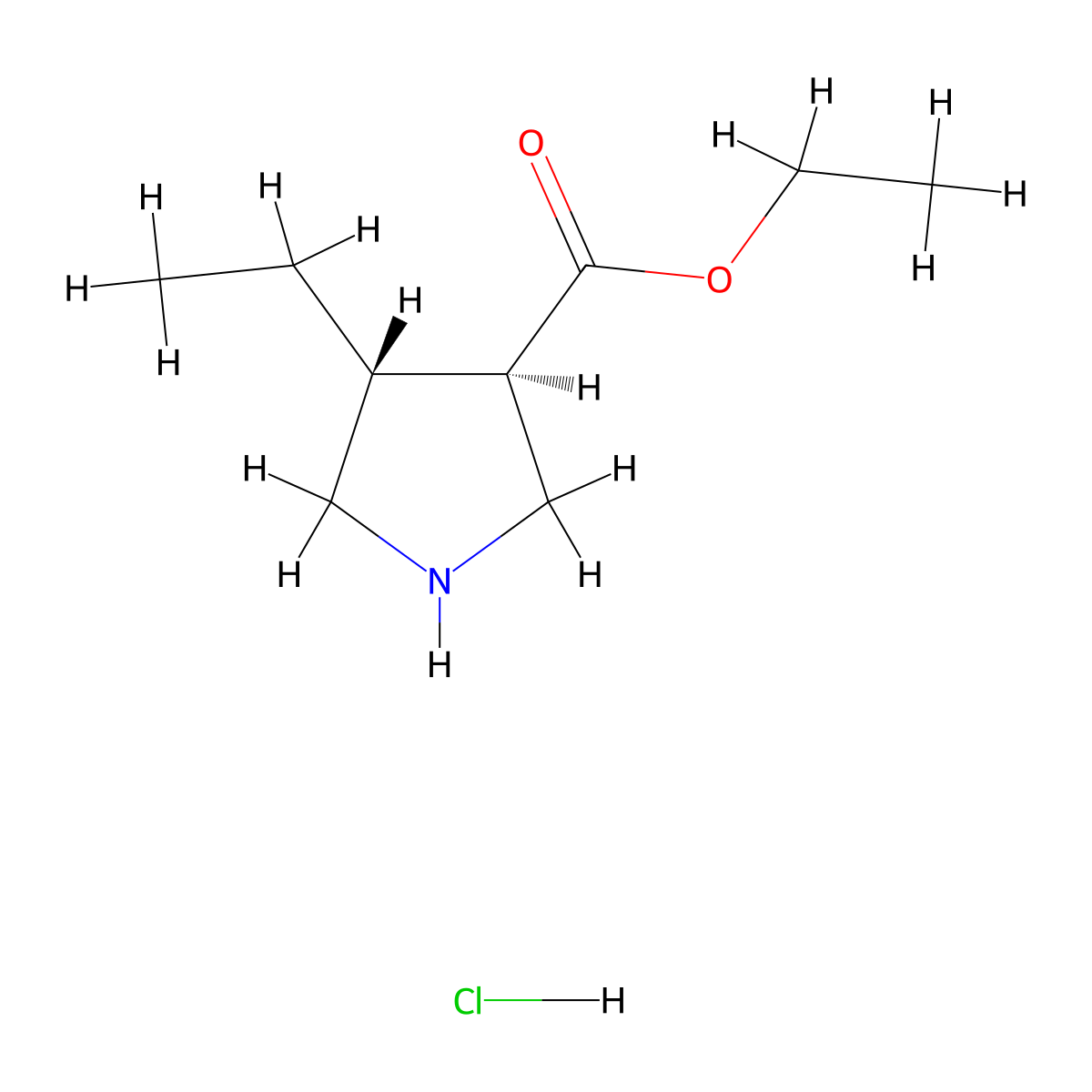 Ethyl trans-4-ethylpyrrolidine-3-carboxylate;hydrochloride molecular structure, CAS 2412424-04-3
