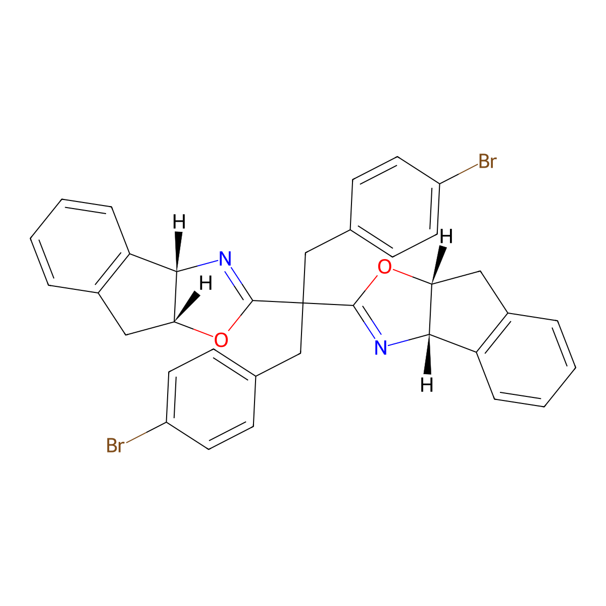 (3aS,3a'S,8aR,8a'R)-2,2'-(1,3-Bis(4-bromophenyl)propane-2,2-diyl)bis(3a,8a-dihydro-8H-indeno[1,2-d]oxazole) molecular structure, CAS 2412424-52-1