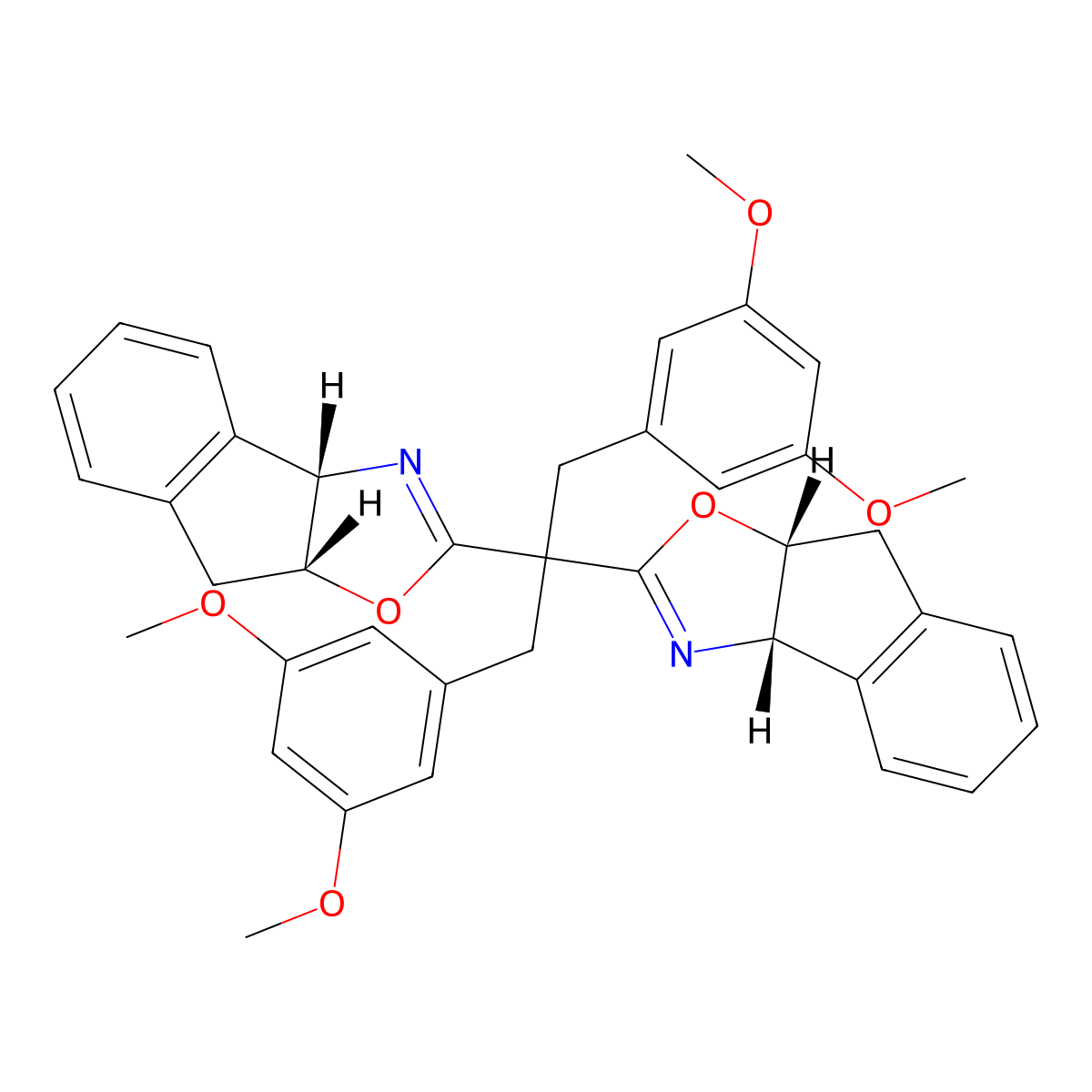 (3aS,3a'S,8aR,8a'R)-2,2'-(1,3-Bis(3,5-dimethoxyphenyl)propane-2,2-diyl)bis(3a,8a-dihydro-8H-indeno[1,2-d]oxazole) molecular structure, CAS 2412424-53-2
