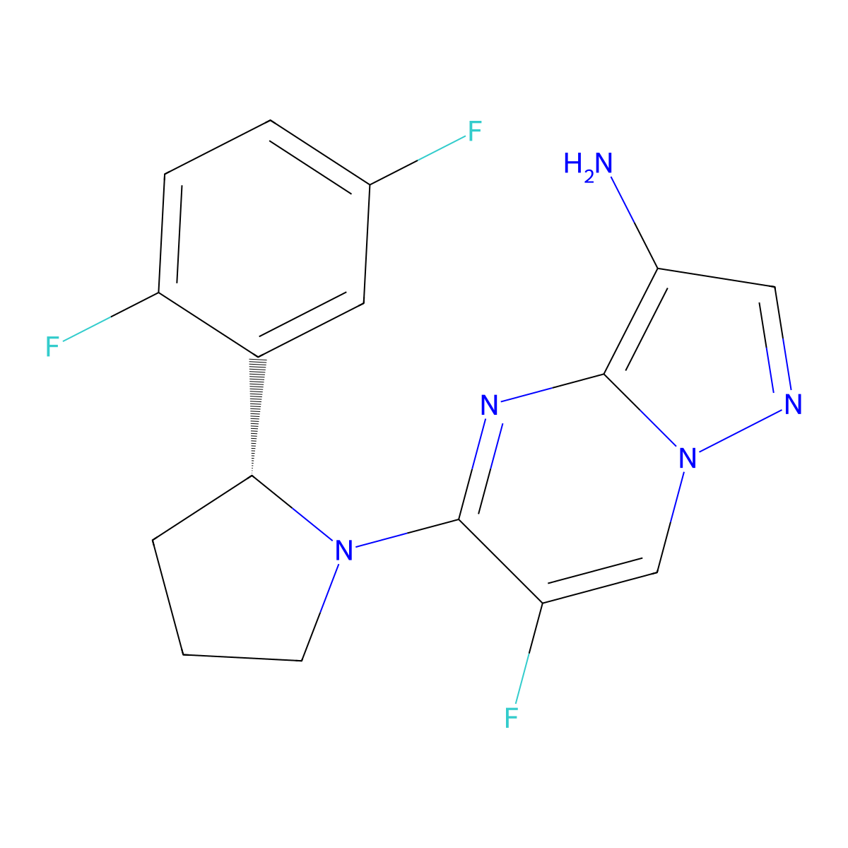 (R)-3-Amino-5-[2-(2,5-difluorophenyl)-1-pyrrolidinyl]-6-fluoropyrazolo[1,5-a]pyrimidine molecular structure, CAS 2412441-40-6