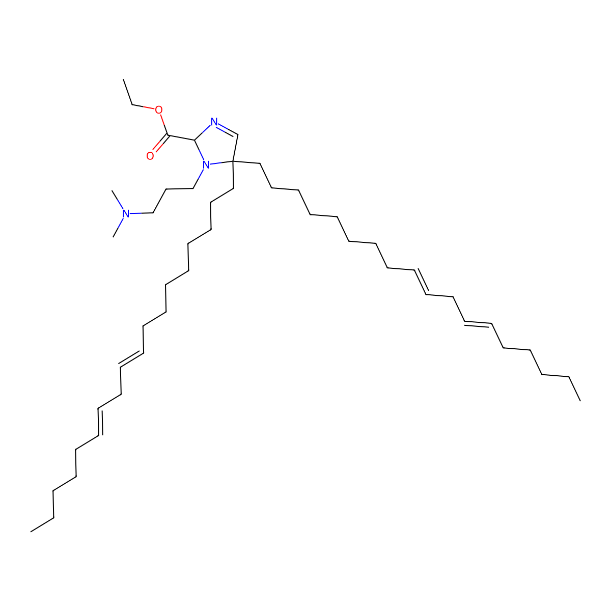 ethyl 1-[3-(dimethylamino)propyl]-5,5-bis[(9E,12E)-octadeca-9,12-dienyl]-2H-imidazole-2-carboxylate molecular structure, CAS 2412492-20-5