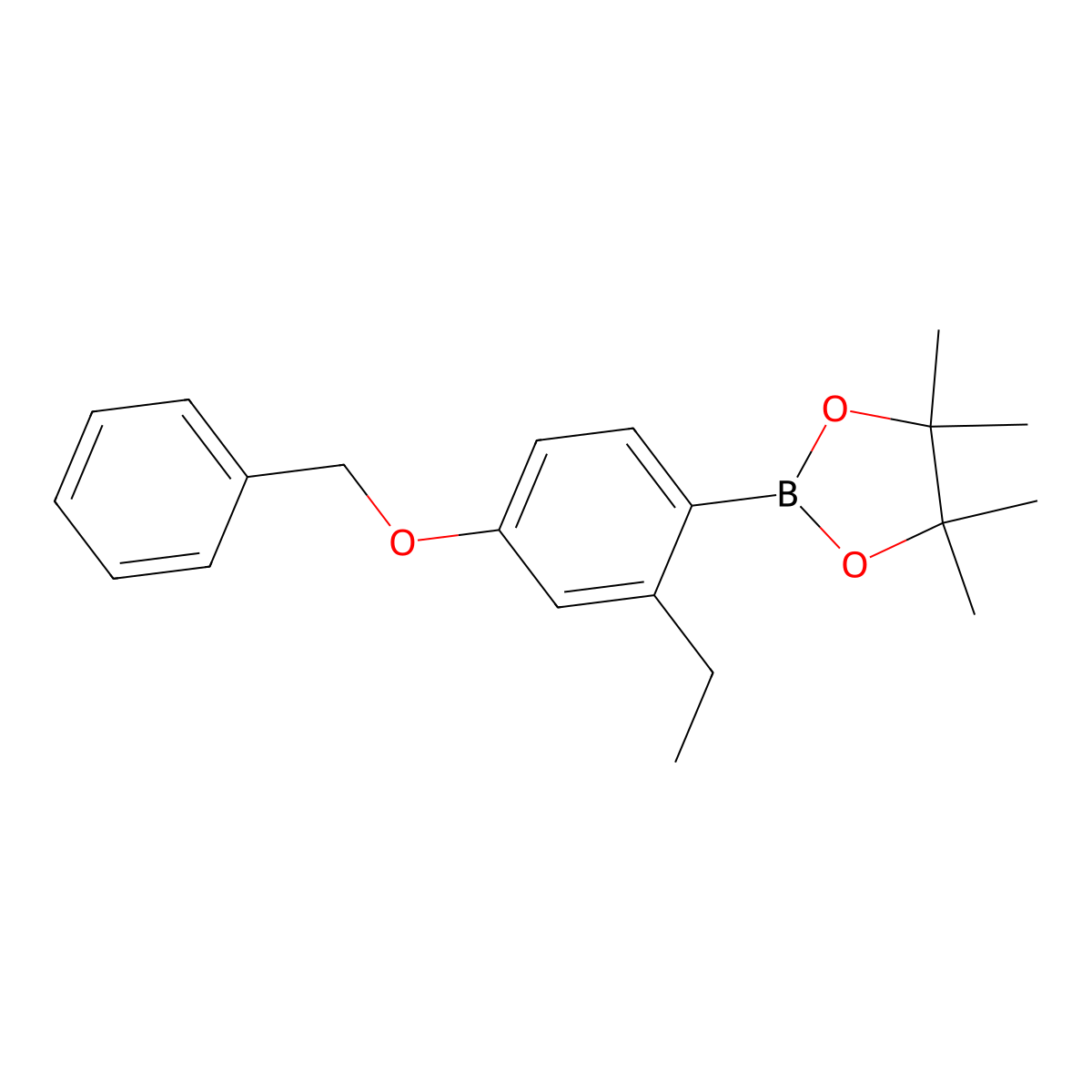 2-(4-(Benzyloxy)-2-ethylphenyl)-4,4,5,5-tetramethyl-1,3,2-dioxaborolane molecular structure, CAS 2412496-29-6