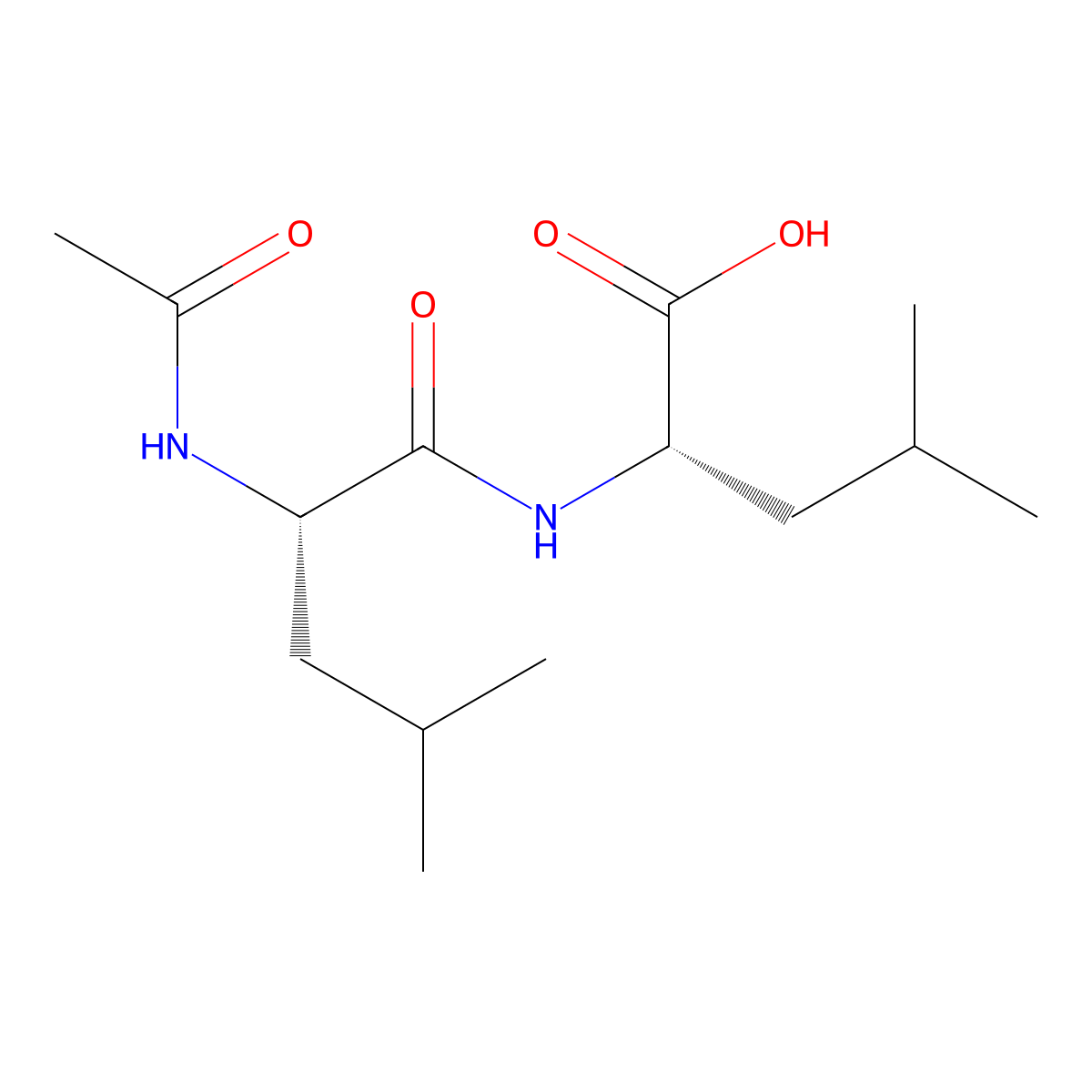 Acetyl-L-leucyl-L-leucine molecular structure, CAS 24125-26-6