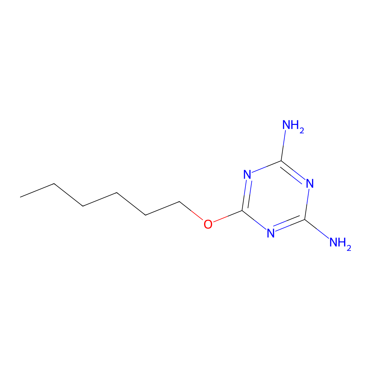 s-Triazine, 4,6-diamino-2-hexoxy- molecular structure, CAS 24126-20-3