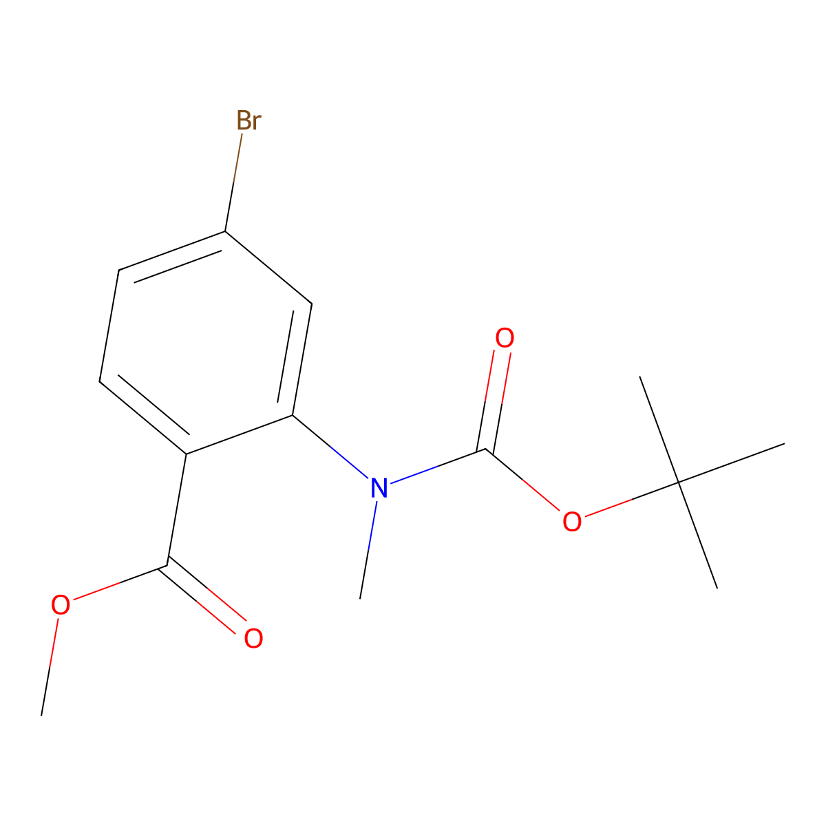 Methyl 4-bromo-2-((tert-butoxycarbonyl)(methyl)amino)benzoate molecular structure, CAS 2412659-14-2
