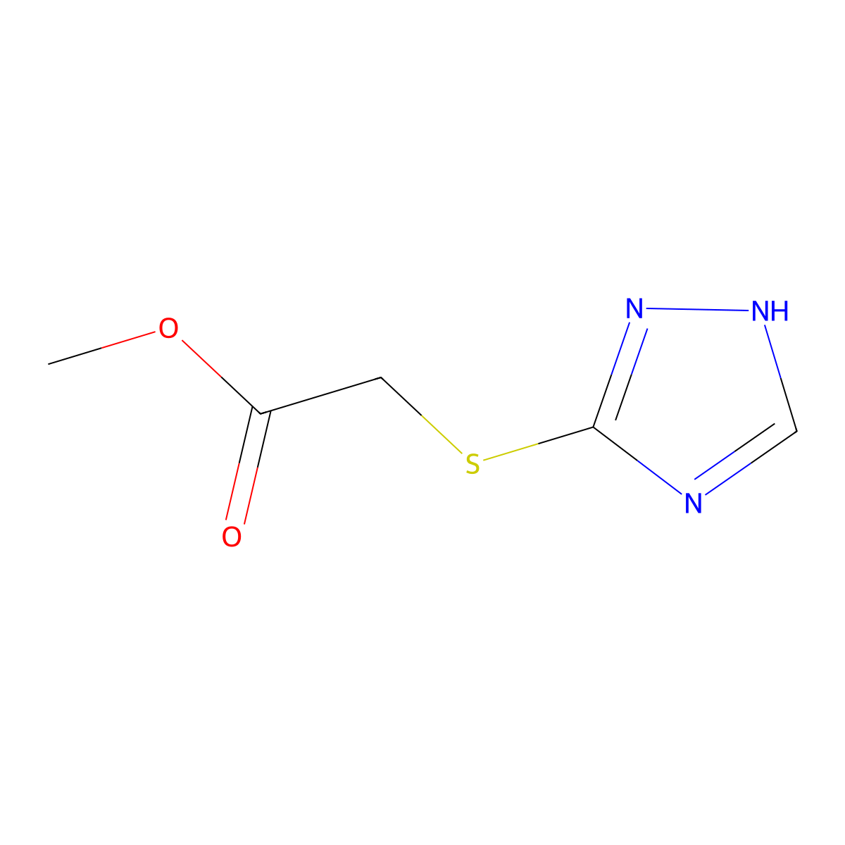 Methyl 2-((1H-1,2,4-triazol-5-yl)thio)acetate molecular structure, CAS 24127-59-1