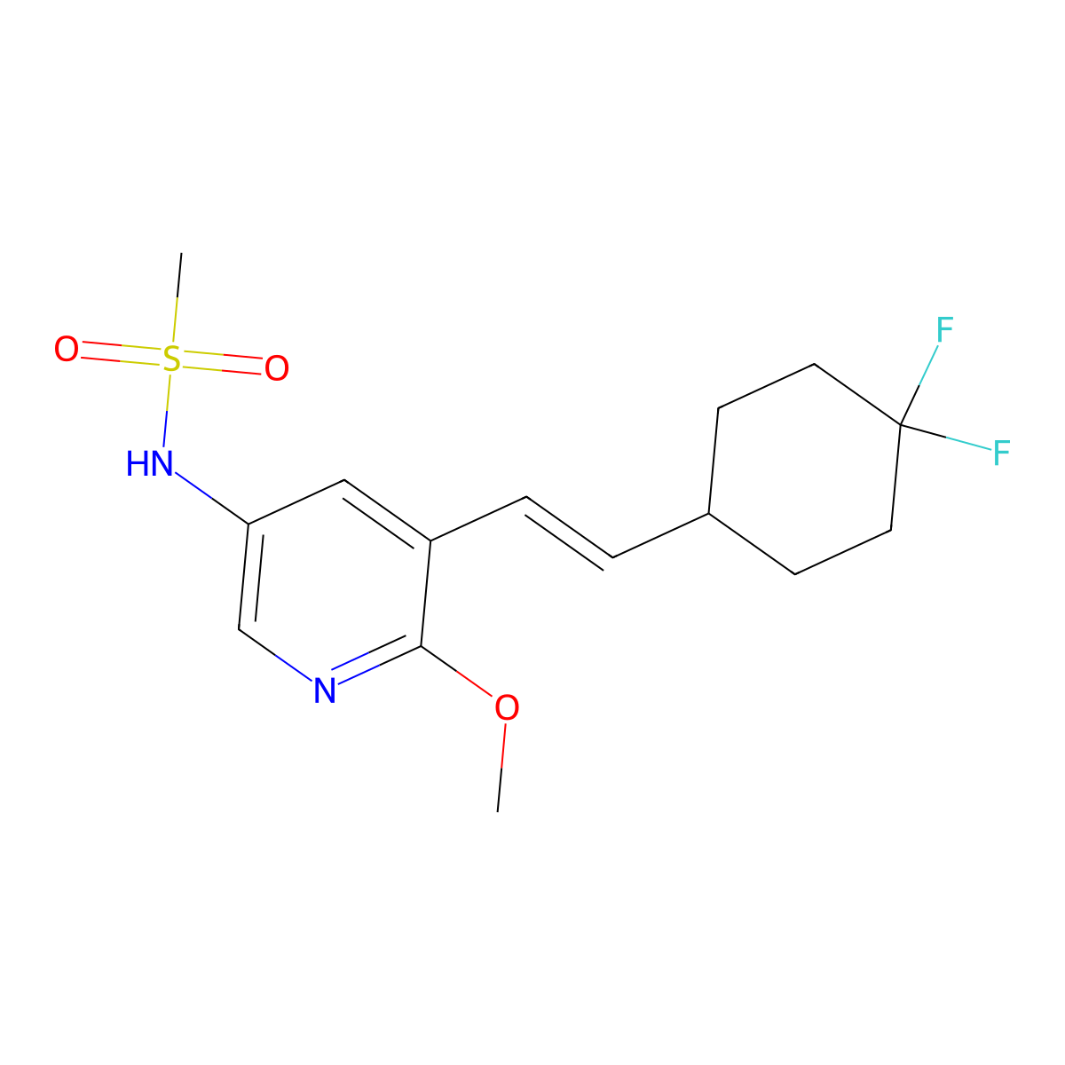 N-{5-[(1E)-2-(4,4-difluorocyclohexyl)ethenyl]-6-methoxypyridin-3-yl}methanesulfonamide molecular structure, CAS 2412761-57-8