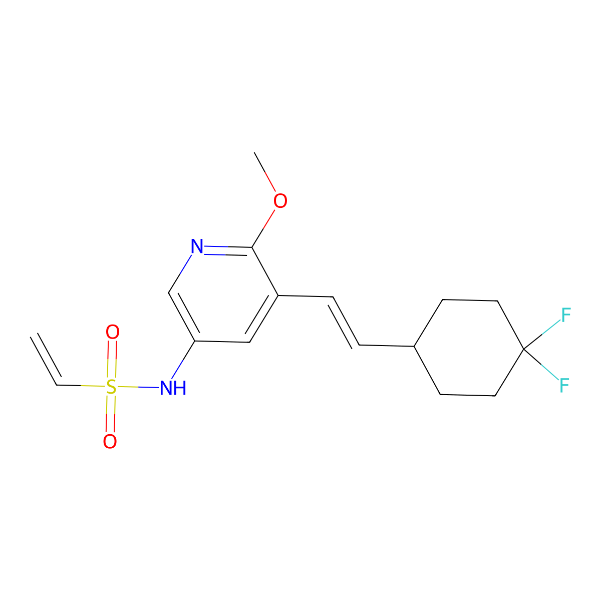 N-(5-((1E)-2-(4,4-difluorocyclohexyl)ethenyl)-6-methoxypyridin-3-yl)ethene-1-sulfonamide molecular structure, CAS 2412761-99-8