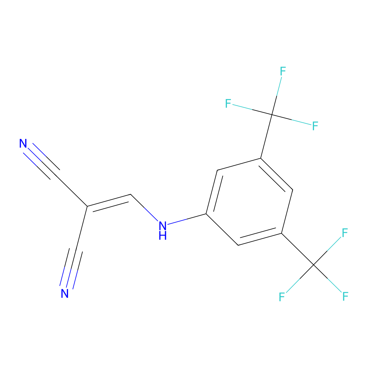 Propanedinitrile, [[[3,5-bis(trifluoromethyl)phenyl]amino]methylene]- molecular structure, CAS 24128-29-8