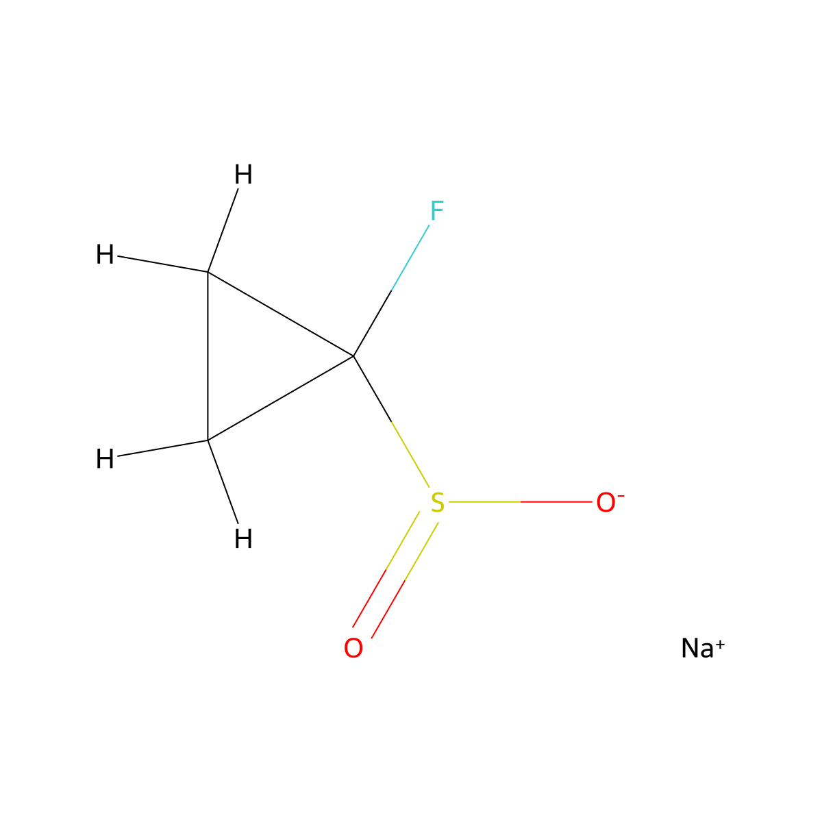 Sodium 1-fluorocyclopropane-1-sulfinate molecular structure, CAS 2412841-28-0
