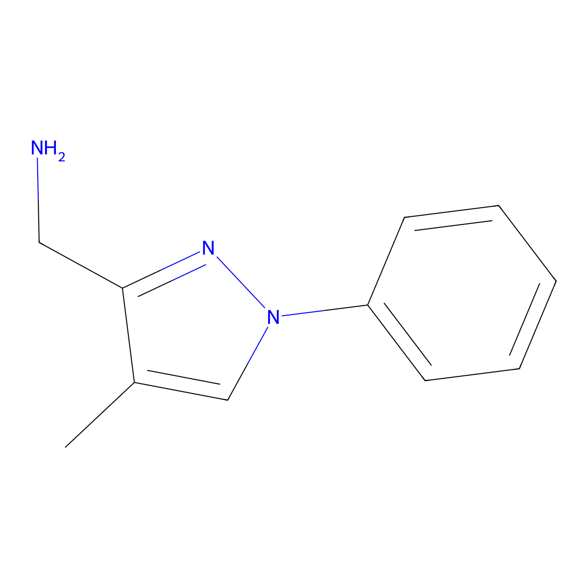 1-(4-methyl-1-phenyl-1H-pyrazol-3-yl)methanamine molecular structure, CAS 2412890-53-8