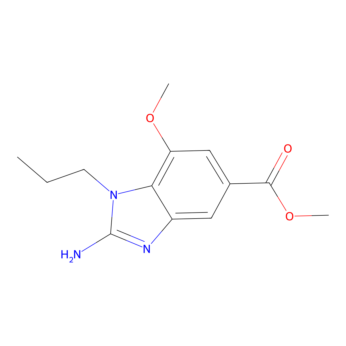 Methyl 2-amino-7-methoxy-1-propylbenzimidazole-5-carboxylate molecular structure, CAS 2412902-68-0