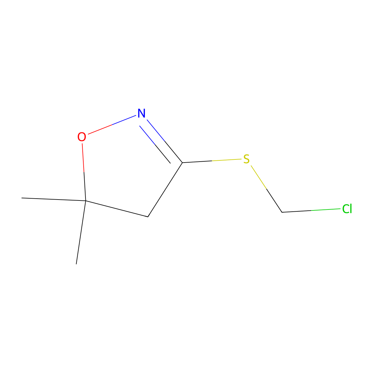 3-[(Chloromethyl)sulfanyl]-5,5-dimethyl-4,5-dihydro-1,2-oxazole molecular structure, CAS 2412945-67-4