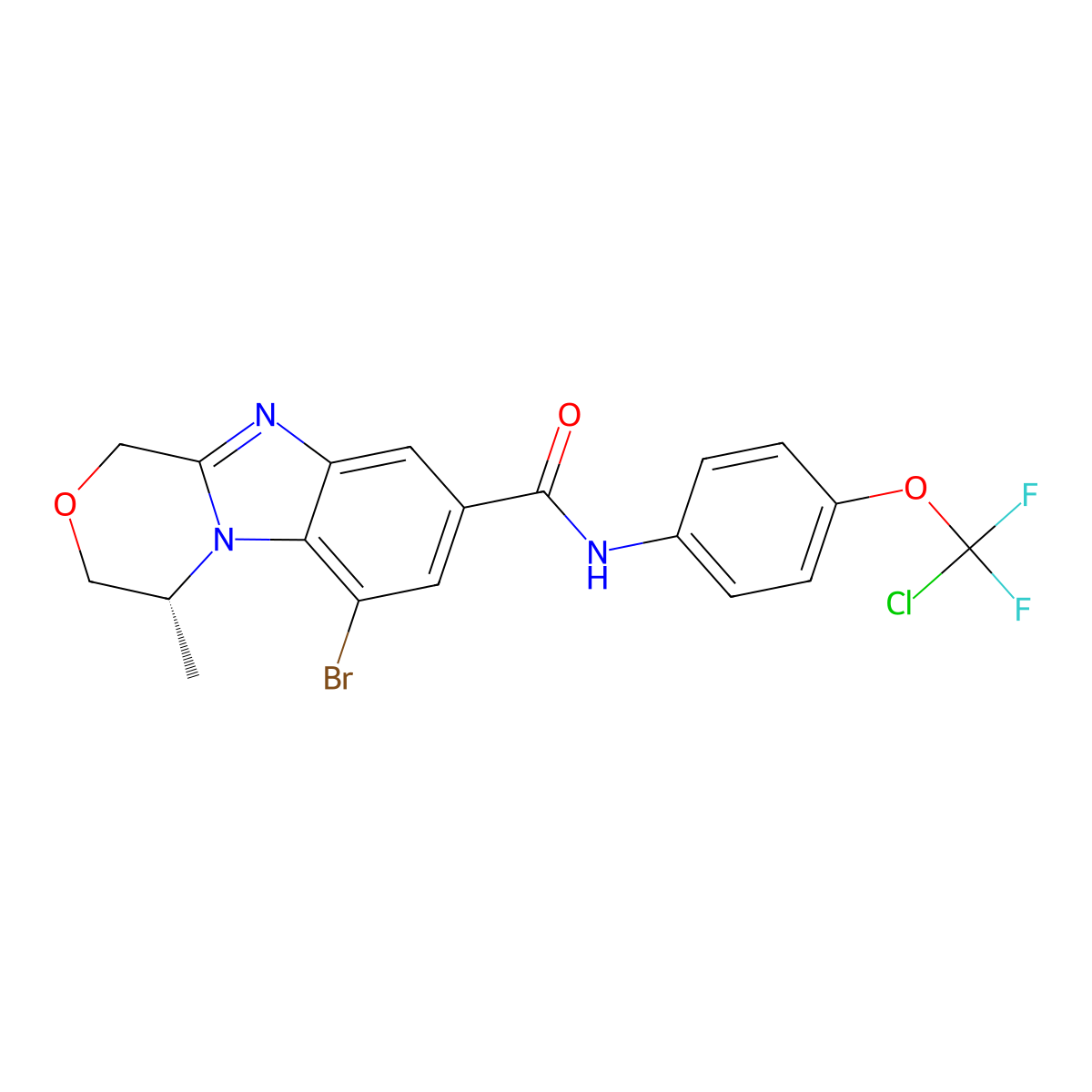 (R)-6-Bromo-N-[4-(chlorodifluoromethoxy)phenyl]-4-methyl-3,4-dihydro-1H-benzo[4,5]imidazo[2,1-c][1,4]oxazine-8-carboxamide molecular structure, CAS 2412972-35-9