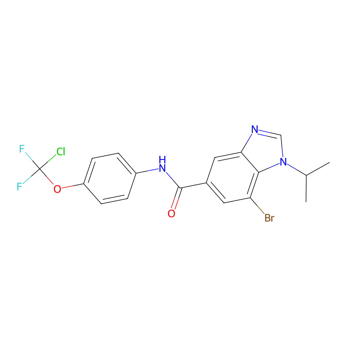 7-Bromo-N-[4-(chlorodifluoromethoxy)phenyl]-1-isopropyl-1H-benzo[D]imidazole-5-carboxamide molecular structure, CAS 2412972-50-8