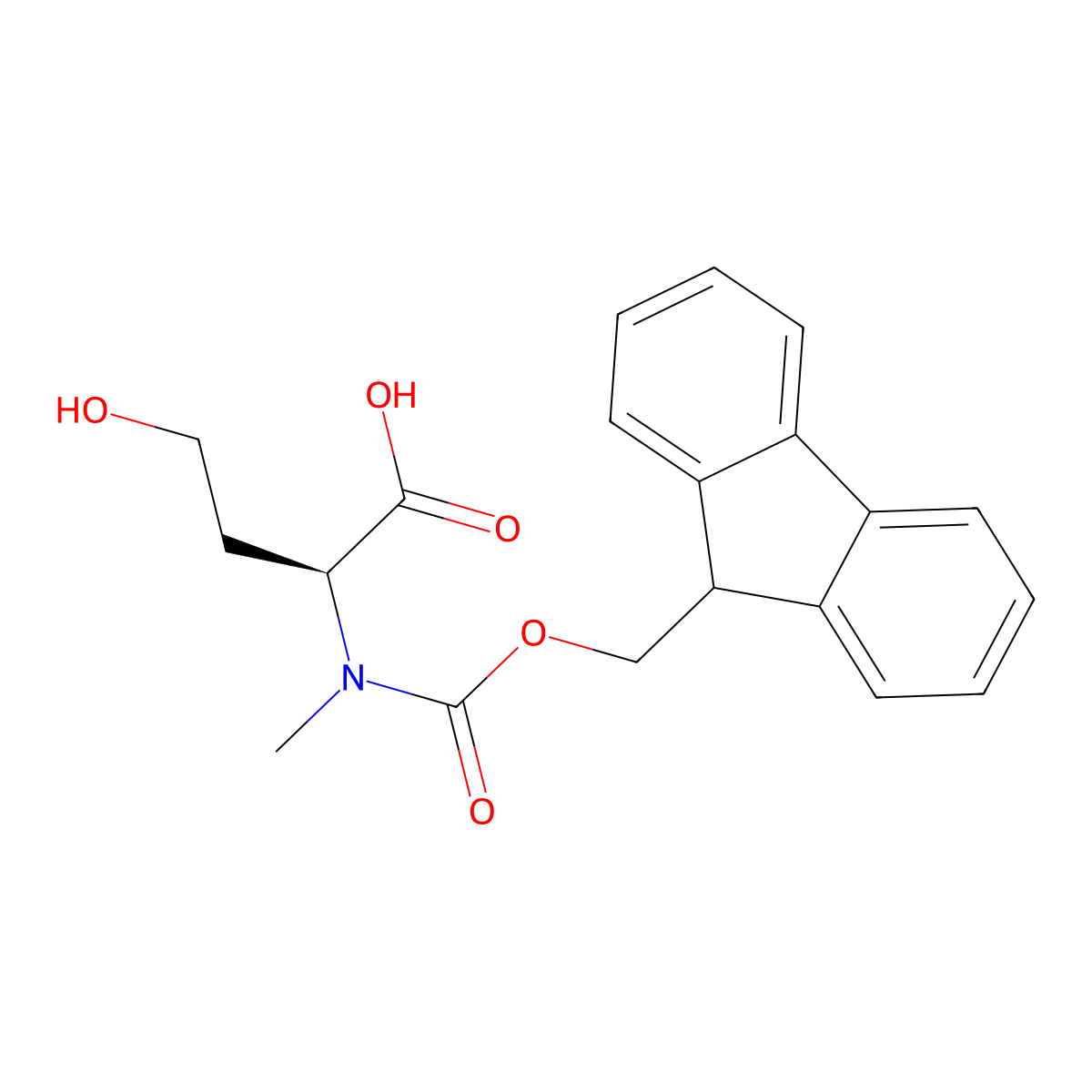 (2S)-2-({[(9H-fluoren-9-yl)methoxy]carbonyl}(methyl)amino)-4-hydroxybutanoic acid molecular structure, CAS 2412983-01-6