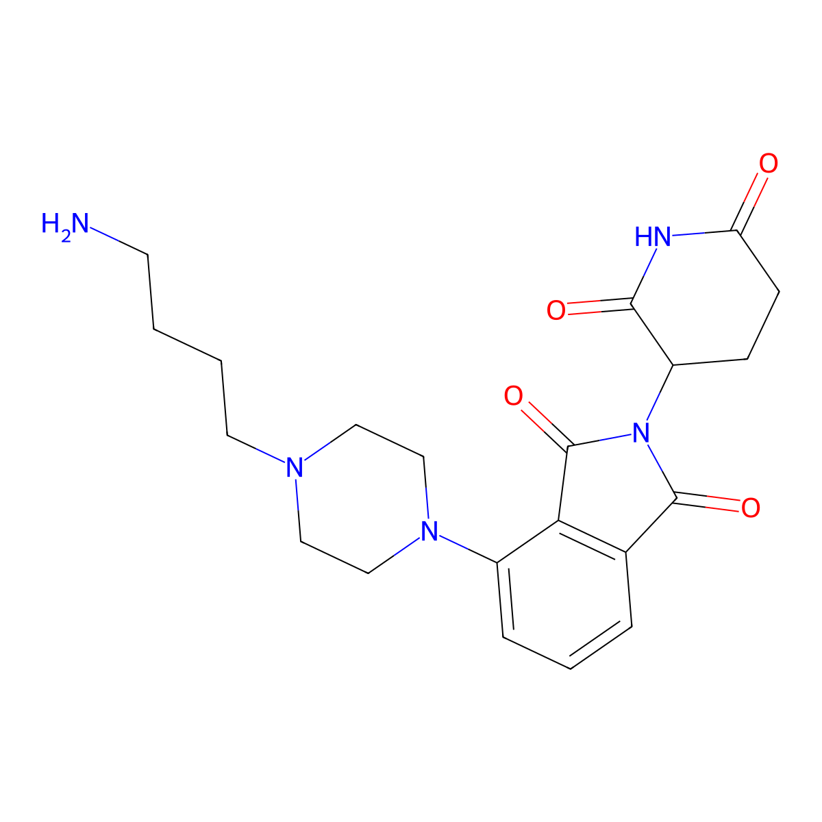 4-[4-(4-aminobutyl)piperazin-1-yl]-2-(2,6-dioxopiperidin-3-yl)-2,3-dihydro-1H-isoindole-1,3-dione molecular structure, CAS 2412987-55-2