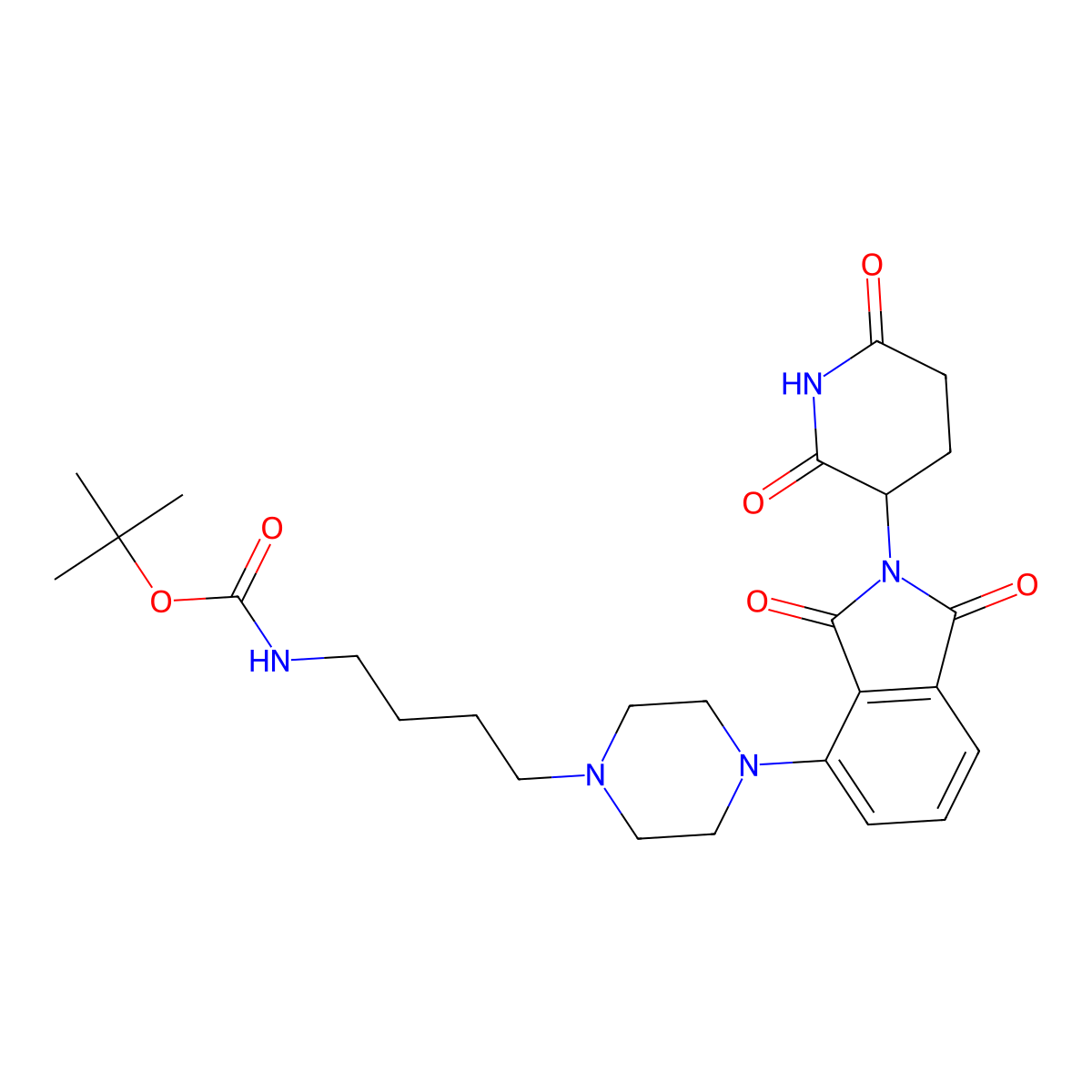 tert-butyl N-(4-(4-(2-(2,6-dioxopiperidin-3-yl)-1,3-dioxo-2,3-dihydro-1H-isoindol-4-yl)piperazin-1-yl)butyl)carbamate molecular structure, CAS 2412988-05-5