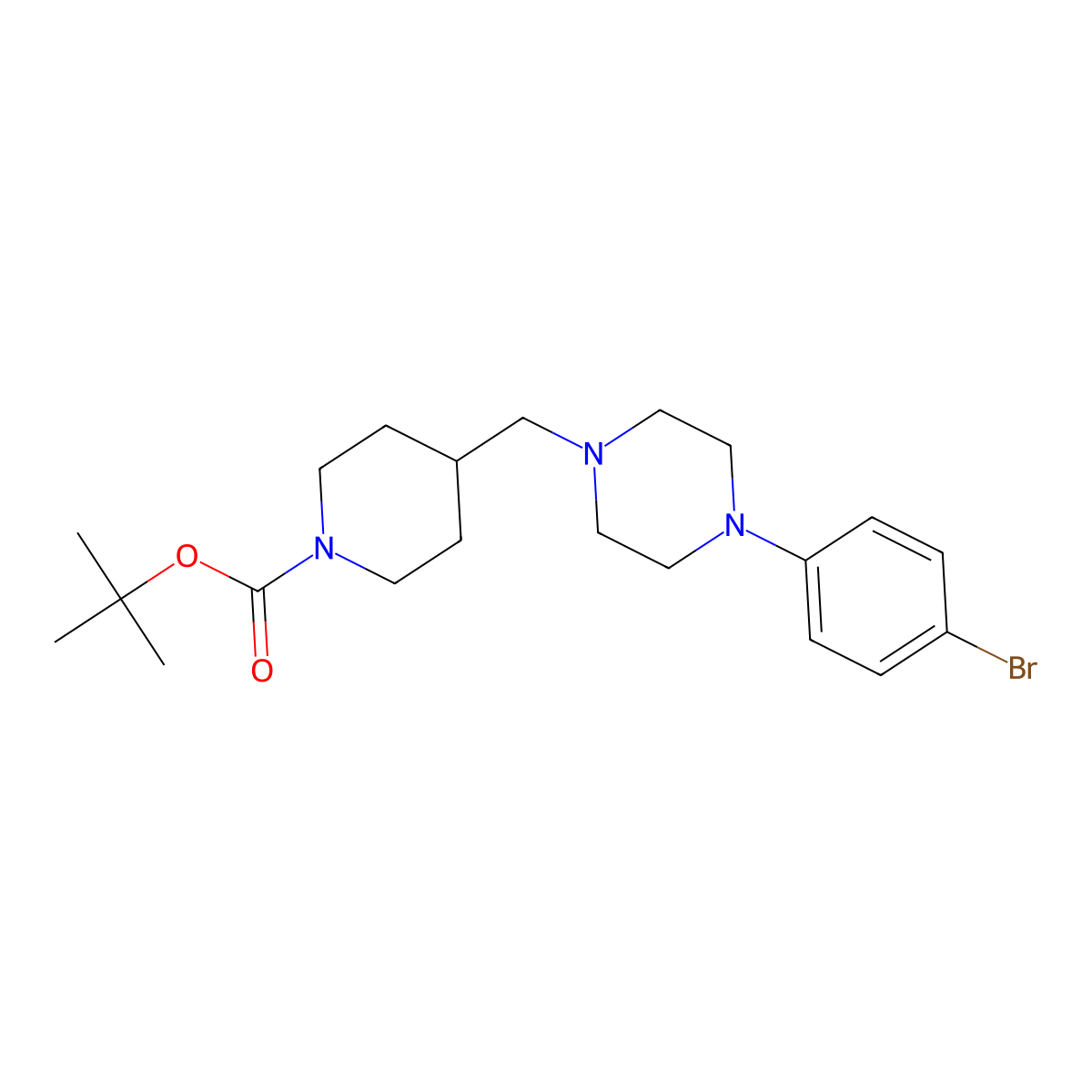Tert-butyl 4-((4-(4-bromophenyl)piperazin-1-yl)methyl)piperidine-1-carboxylate molecular structure, CAS 2413035-57-9