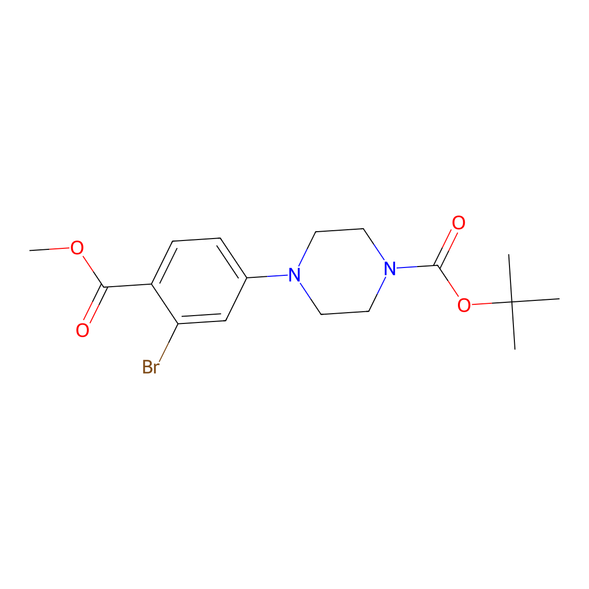 Tert-butyl 4-(3-bromo-4-(methoxycarbonyl)phenyl)piperazine-1-carboxylate molecular structure, CAS 2413037-81-5