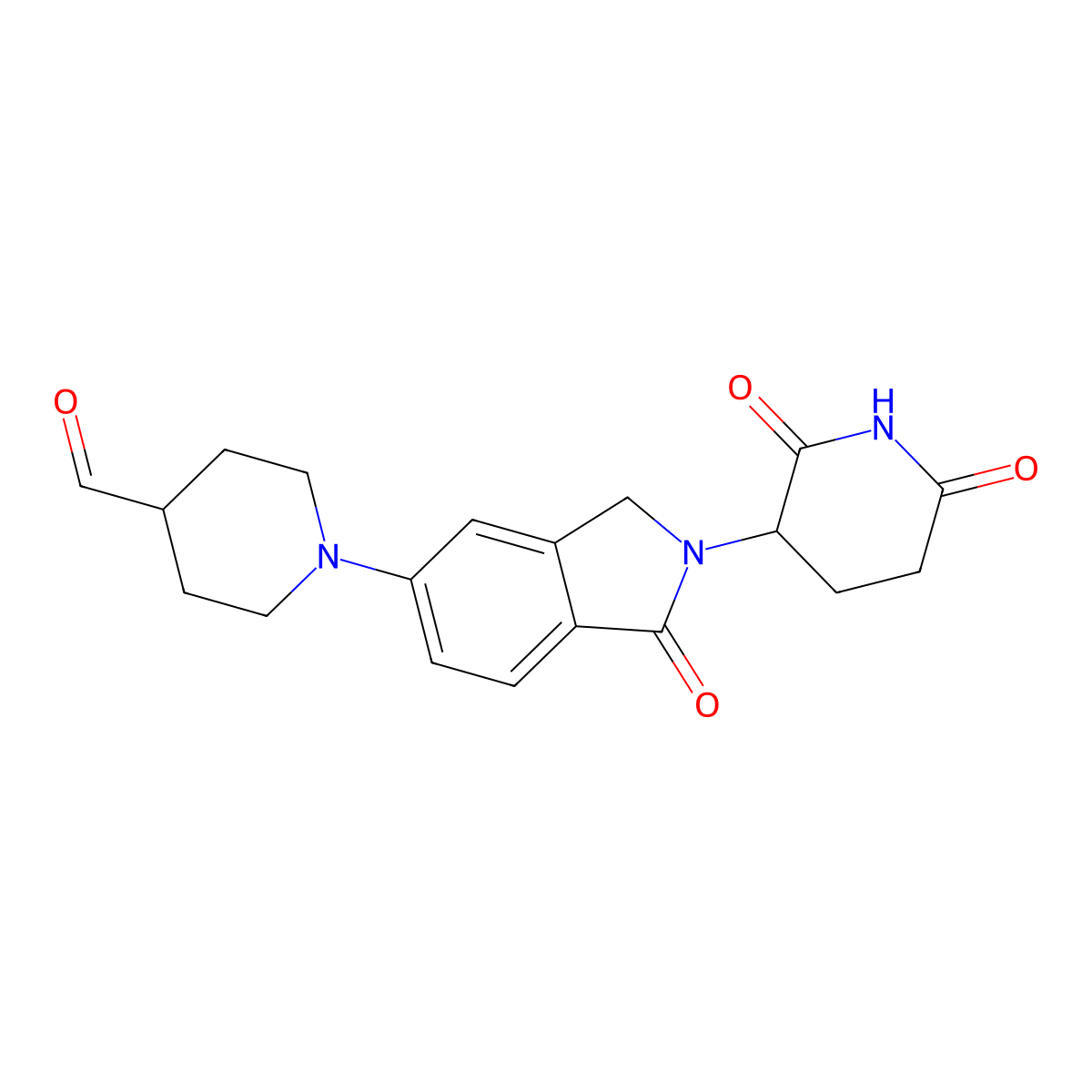1-[2-(2,6-Dioxo-3-piperidyl)-1-oxo-5-isoindolinyl]piperidine-4-carbaldehyde molecular structure, CAS 2413037-88-2
