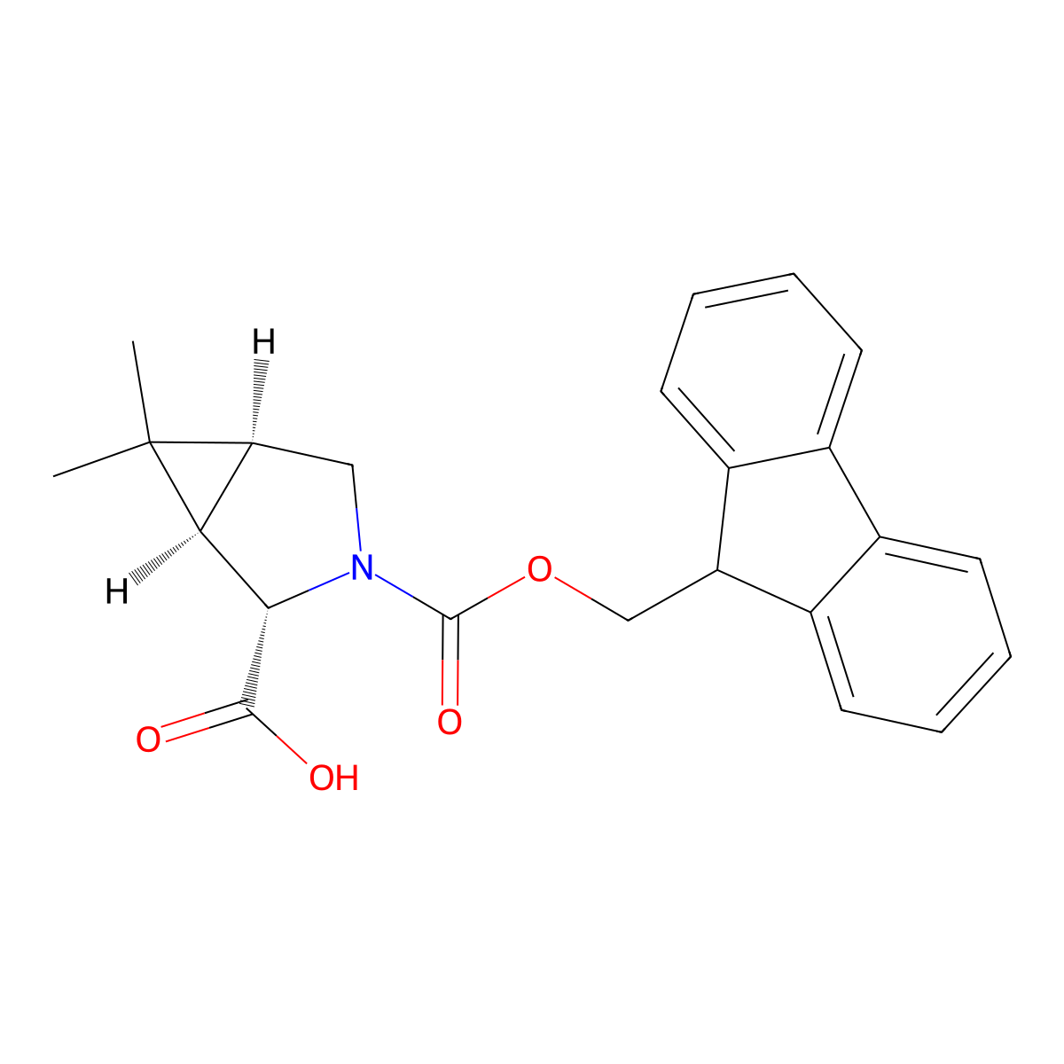 (1R,2S,5S)-3-(((9H-Fluoren-9-yl)methoxy)carbonyl)-6,6-dimethyl-3-azabicyclo[3.1.0]hexane-2-carboxylic acid molecular structure, CAS 2413059-77-3