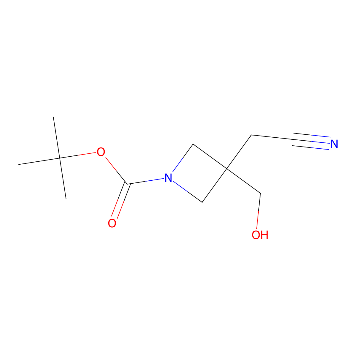 Tert-butyl 3-(cyanomethyl)-3-(hydroxymethyl)azetidine-1-carboxylate molecular structure, CAS 2413097-50-2