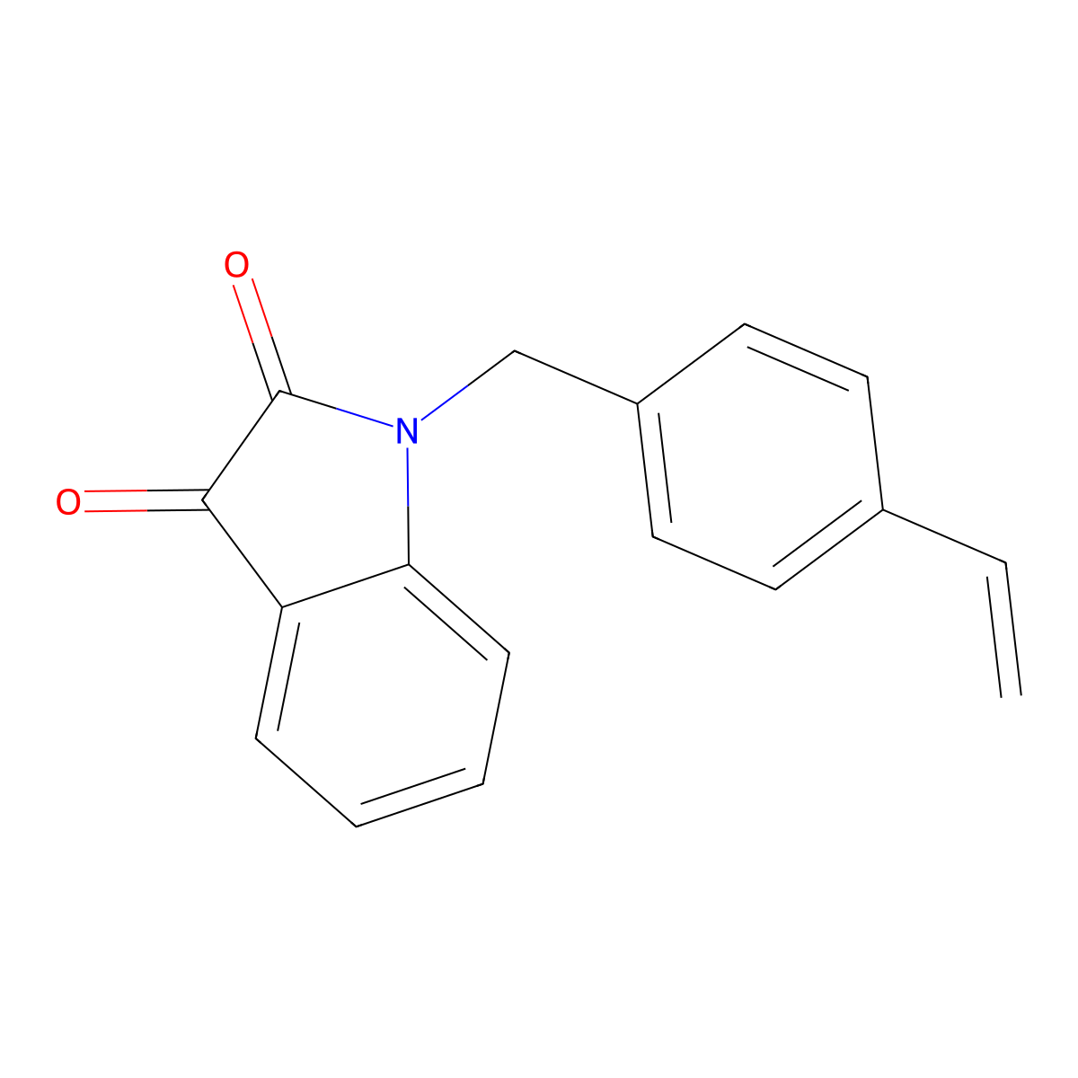 1-[(4-ethenylphenyl)methyl]-2,3-dihydro-1H-indole-2,3-dione molecular structure, CAS 2413104-86-4
